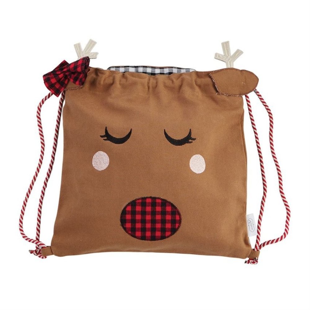 NWT - Mud Pie Reindeer drawstring bag